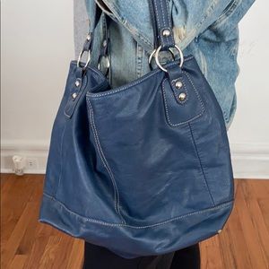 A blue handbag